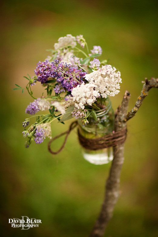 purple and white garden wedding flowers
