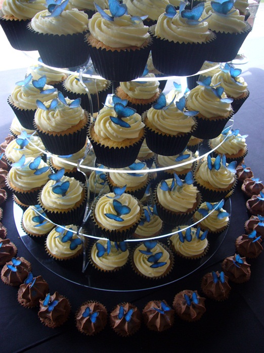 The Cupcake Baker ethical wedding cupcakes with blue butterflies