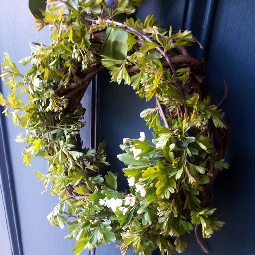 Spring hawthorn wreath