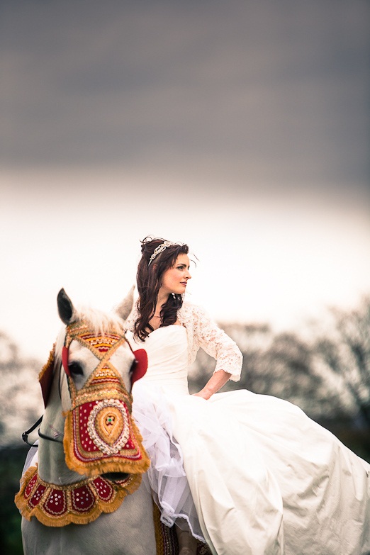 Bride and horse in Indian dress