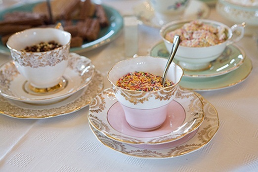 Ice cream sprinkles in teacups