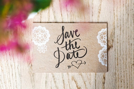 Recycled brown card save the date postcard