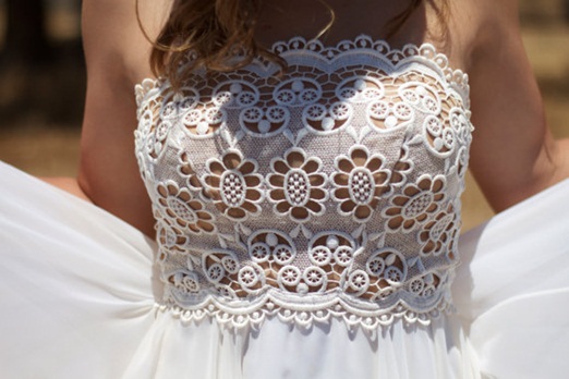 Vintage wedding dress with crochet lace top