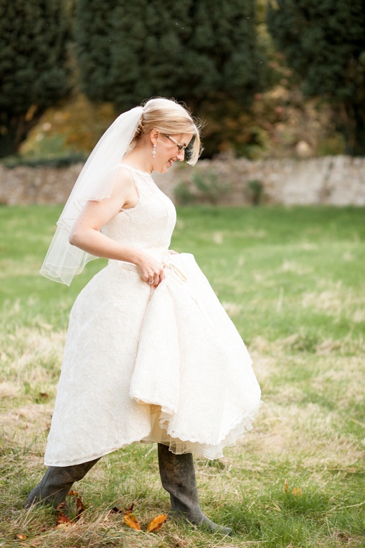 Country bride in wellies