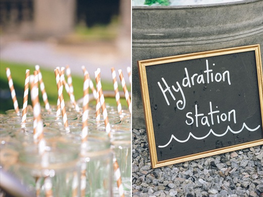 Wedding 'Hydration Station' with jam jar glasses