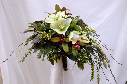 Seasonal winter hellebore bridal bouquet