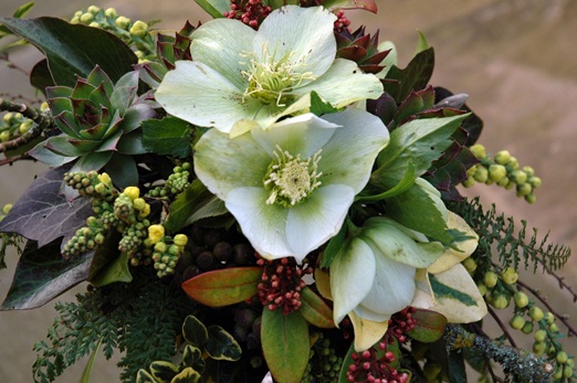 Hellebore and winter garden wedding bouquet