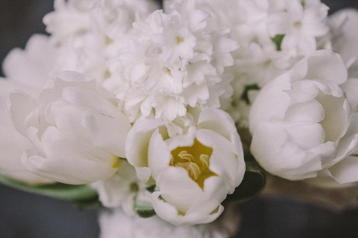 Seasonal spring white bridal bouquet