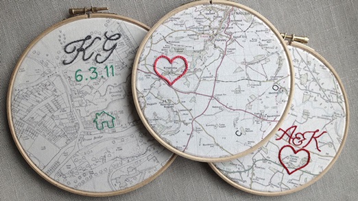 Handcrafted and personalised wedding map memento