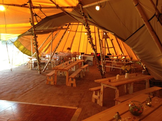 Inside a giant tipi