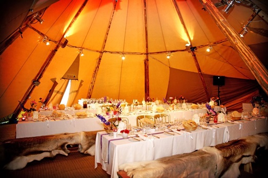 Giant tipi with reindeer skins