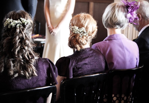 Bridesmaids with gypsophila in their hair
