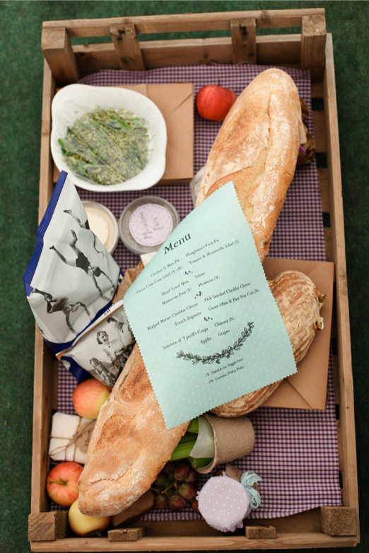 Rustic wedding picnic in a vintage crate