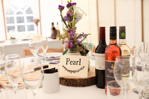 Country wedding table centrepieces