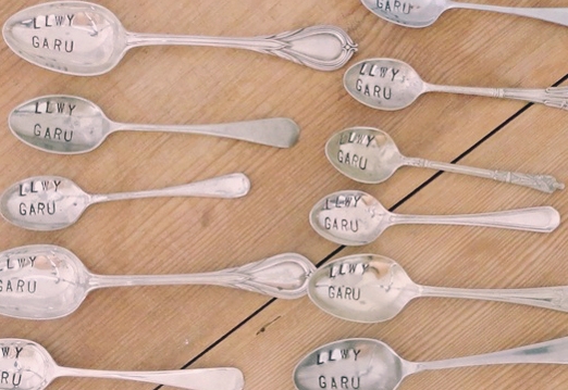 Handstamped vintage 'lovespoon' teaspoon wedding favours