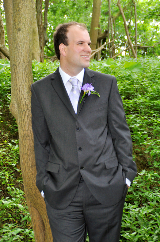 Country groom with polka dot tie