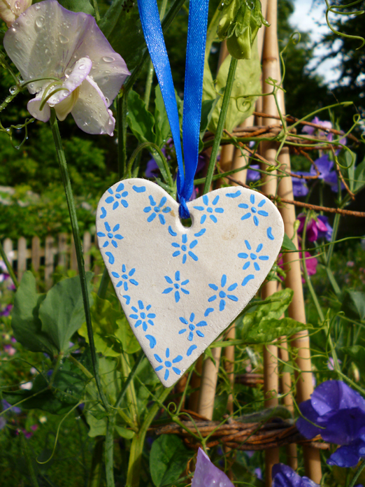 Painted clay heart decoration