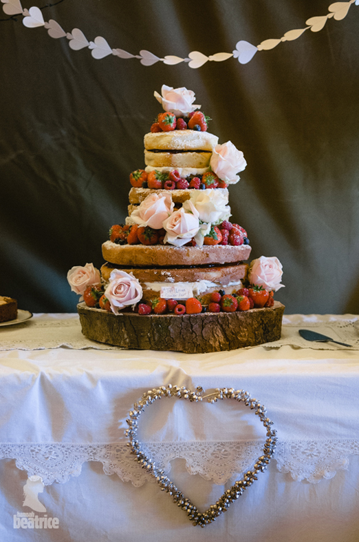 Naked Victoria Sponge wedding cake with berries and roses – photography http://www.photography.hannahbeatrice.co.uk/
