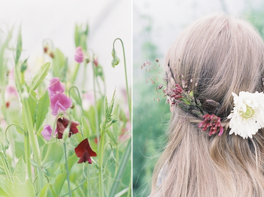 Field inspired wedding hair flowers