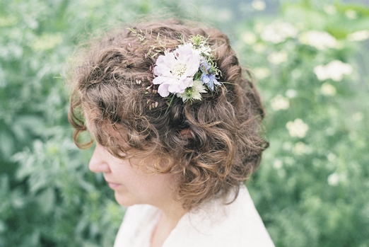 Wedding hair flower clip with nigella and scabious
