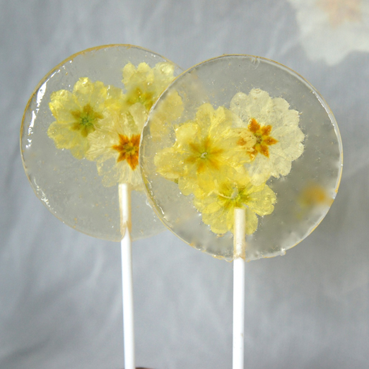 Edible primrose lollipops