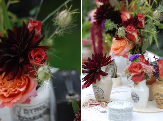Autumnal style wedding flowers with nigella seed heads and dahlias by Fletcher & Foley