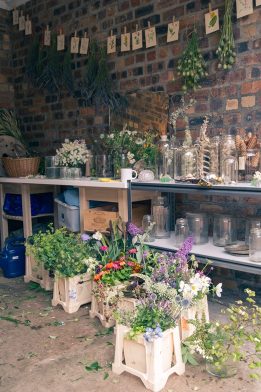 The flower studio at Pyrus flowers in Scotland