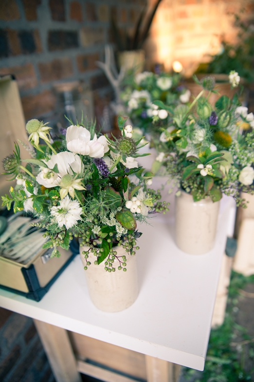 Seasonal green and white wedding flowers from Pyrus