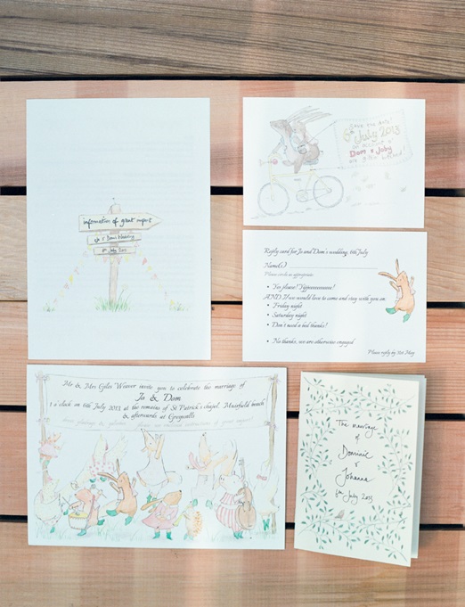 Whimsical hand draw wedding stationery by Jo Weaver Illustration - Taylor & Porter Photographs
