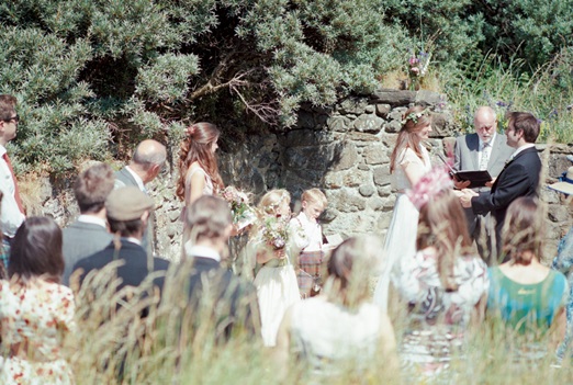 Beach wedding ceremony in a ruined chapel - Taylor & Porter Photographs