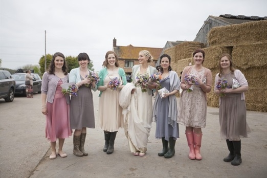 Mismatched bridesmaids dresses – photography http://www.milestones-photography.co.uk/ 