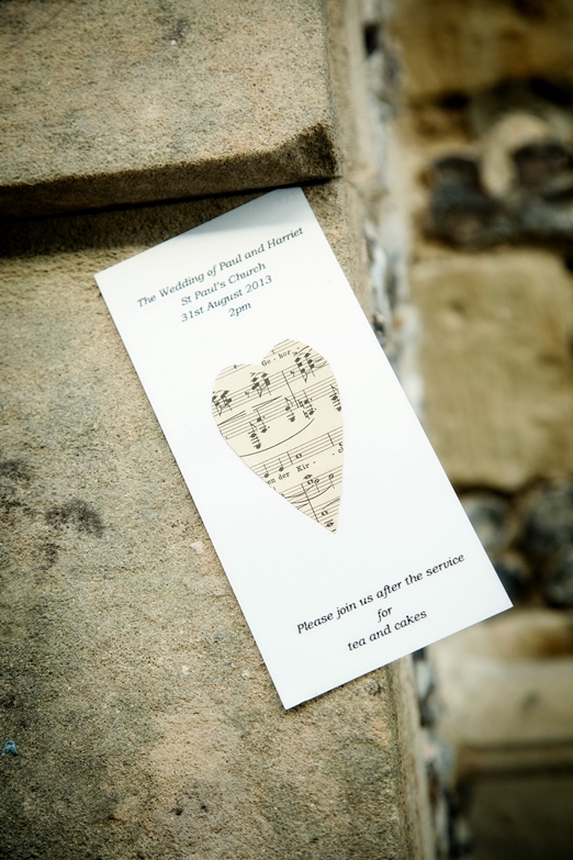 Handmade order of service with old music manuscript paper - photography http://www.philevansphoto.co.uk/ Handmade order of service with old music manuscript paper - photography http://www.philevansphoto.co.uk/