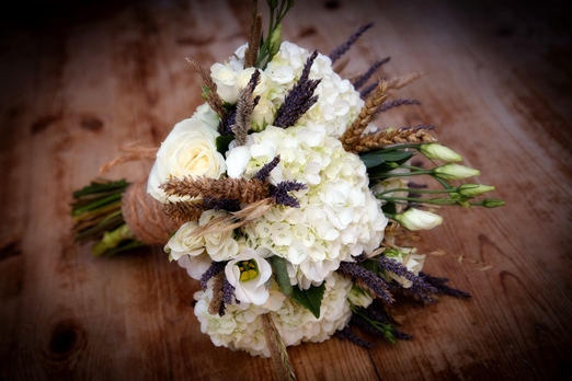 Rustic country bouquet of white hydrangea and roses with wheat and lavender - photography http://www.philevansphoto.co.uk/ Rustic country bouquet of white hydrangea and roses with wheat and lavender - photography http://www.philevansphoto.co.uk/