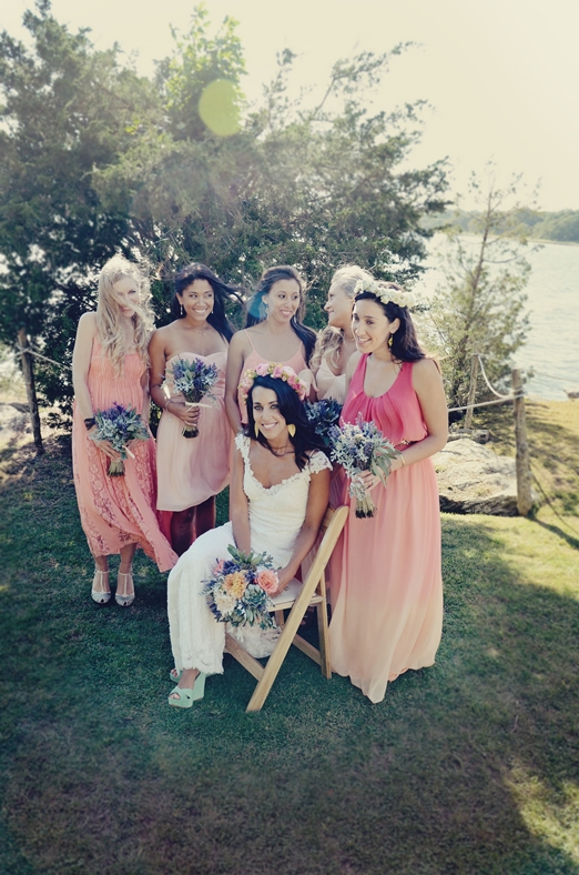 Mismatched pink bridesmaids dresses - photography http://www.redanchorphoto.com/