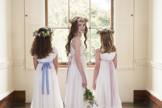 Beautiful handmade floaty dresses for flowergirls from http://www.damselflyflowergirls.co.uk/