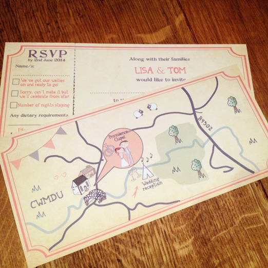TNWC Real Brides: Lisa has been getting her guests in the festival mood with quirky invitations