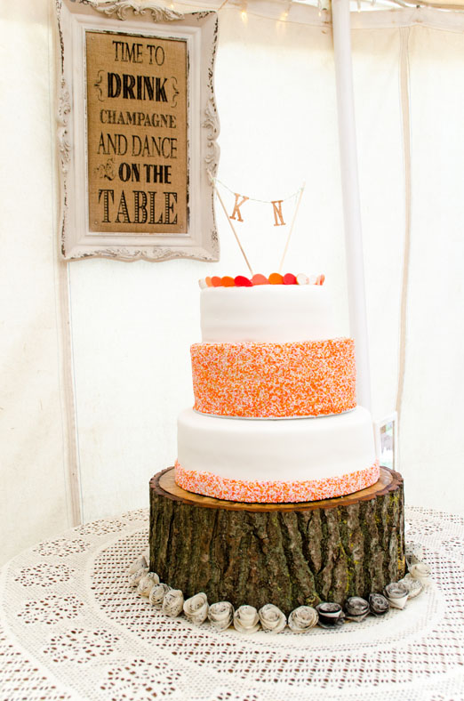 Orange and white sprinkles wedding cake by http://www.cakesbypotts.co.uk - Photography by http://tvcrphotography.weebly.com/