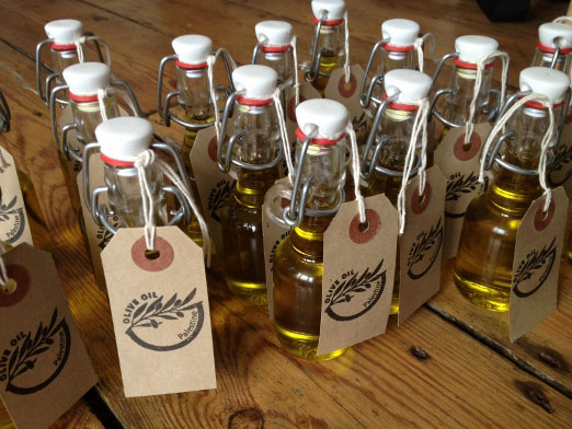 Mini bottles of olive oil wedding favours
