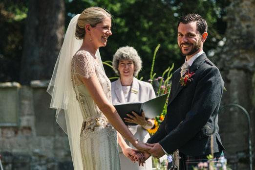 Miriam and John's Scottish 1920's wildflower inspired wedding with beaded gown, bee-friendly blooms and ceilidh - photography http://photosbyzoe.co.uk/