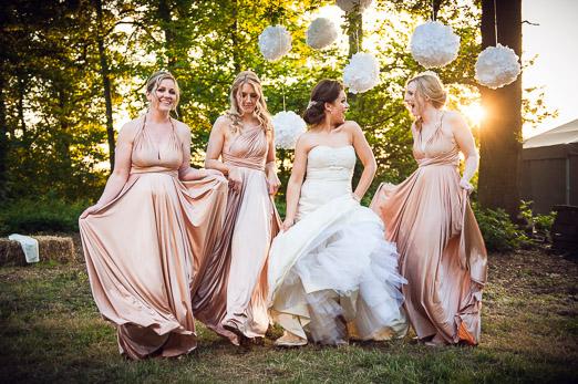 Bridesmaids in oyster coloured Two Birds dresses // photography www.andyhook.com/ 