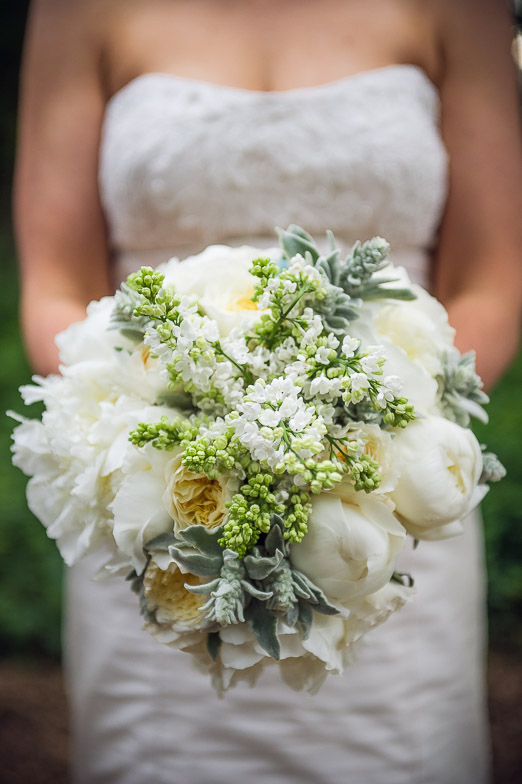 White bridal bouquet with peonies and lilac // photography www.andyhook.com/ 