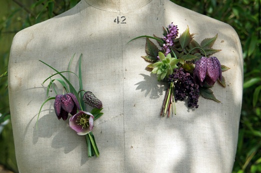 Fritillary buttonholes by Forage For // The Natural Wedding Company