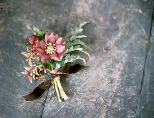 Hellebores and silver foliage buttonhole // The Garden Gate Flower Company // Taylor & Porter Photographs