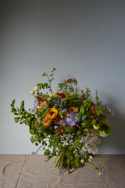 Seasonal spring hedgerow inspired wedding bouquet with scabious, snapdragons and ferns // The Garden Gate Flower Company