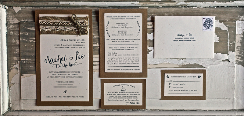 Rustic eco-chic nautical wedding stationery with hessian, lace and twine // The Natural Wedding Company
