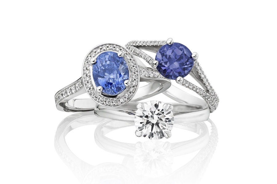 Ethical blue sapphire and diamond engagement rings from Ingle & Rhode // The Natural Wedding Company