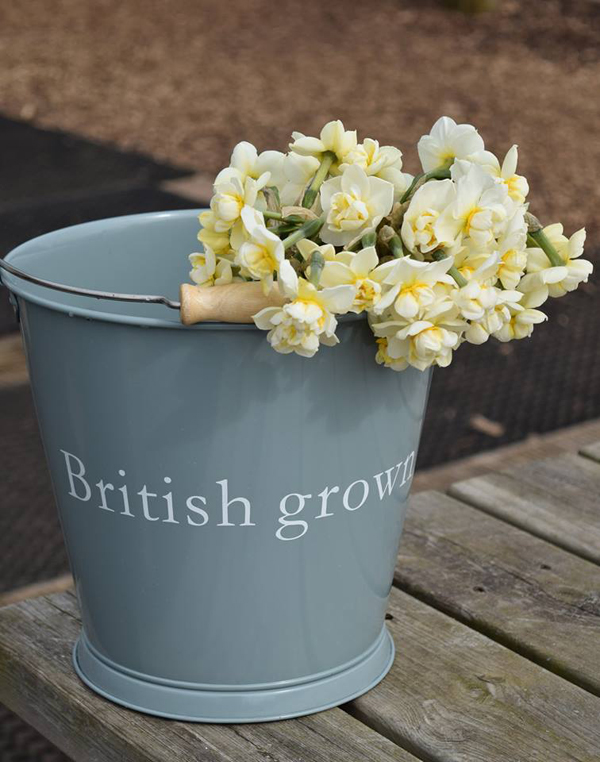 Bucket of British grown narcissi // Organic Blooms // The Natural Wedding Company