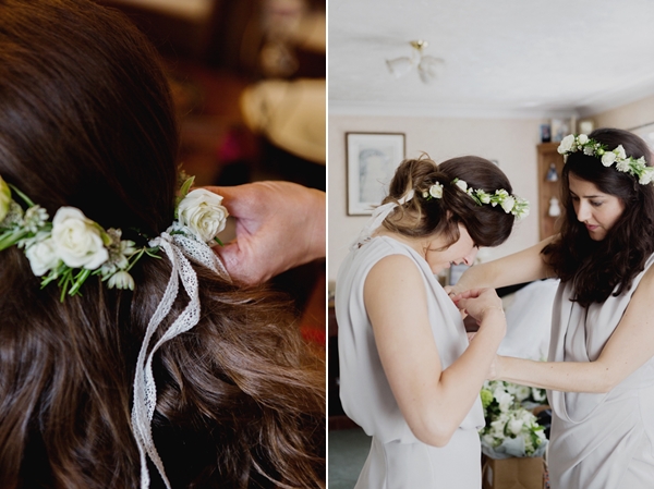 Green and white flower crowns // Photography Mariell Amelie // Flowers by Forage and Blossom // The Natural Wedding Company