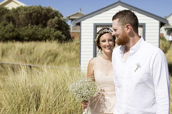 Bree and Mitch's rustic backyard wedding on the coast of Australia with a blush pink wedding dress by Grace Loves Lace // OnThree Photography // The Natural Wedding Company