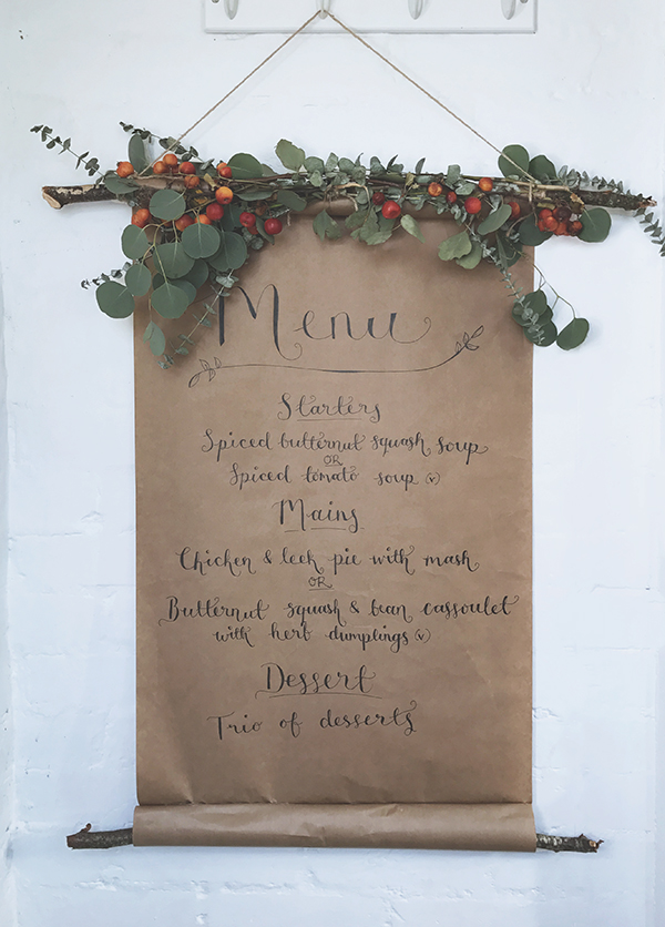 Decorate for a Party // DIY Wedding Menu Wall Hanging // The Natural Wedding Company